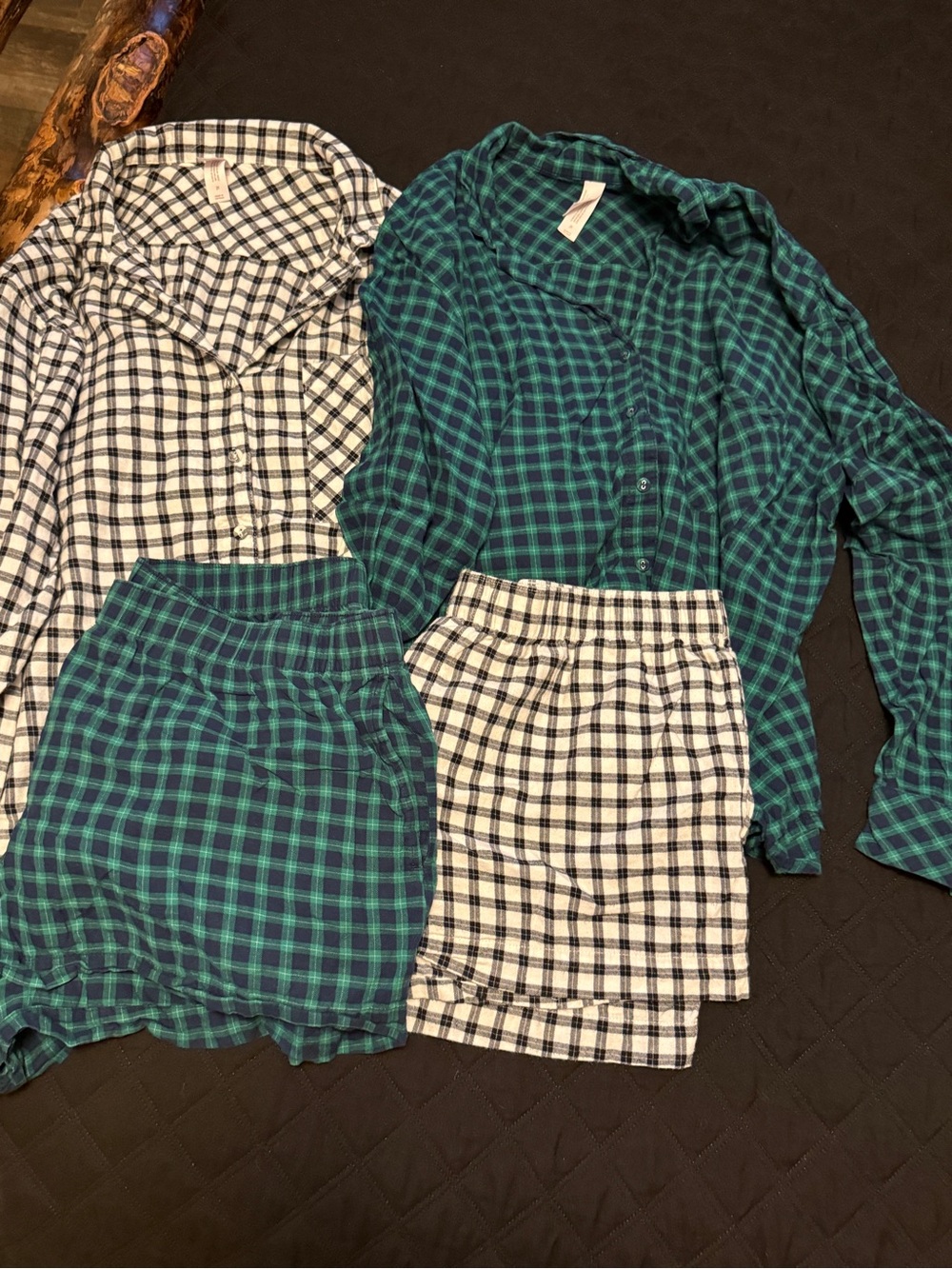Auden 100% Cotton Button-Down Long Sleeve With Shorts PJ set